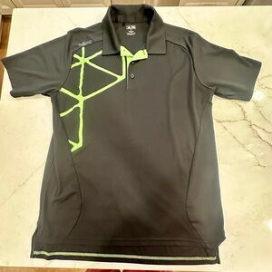 Adidas Gray and Green Polo Shirt Athletic Design